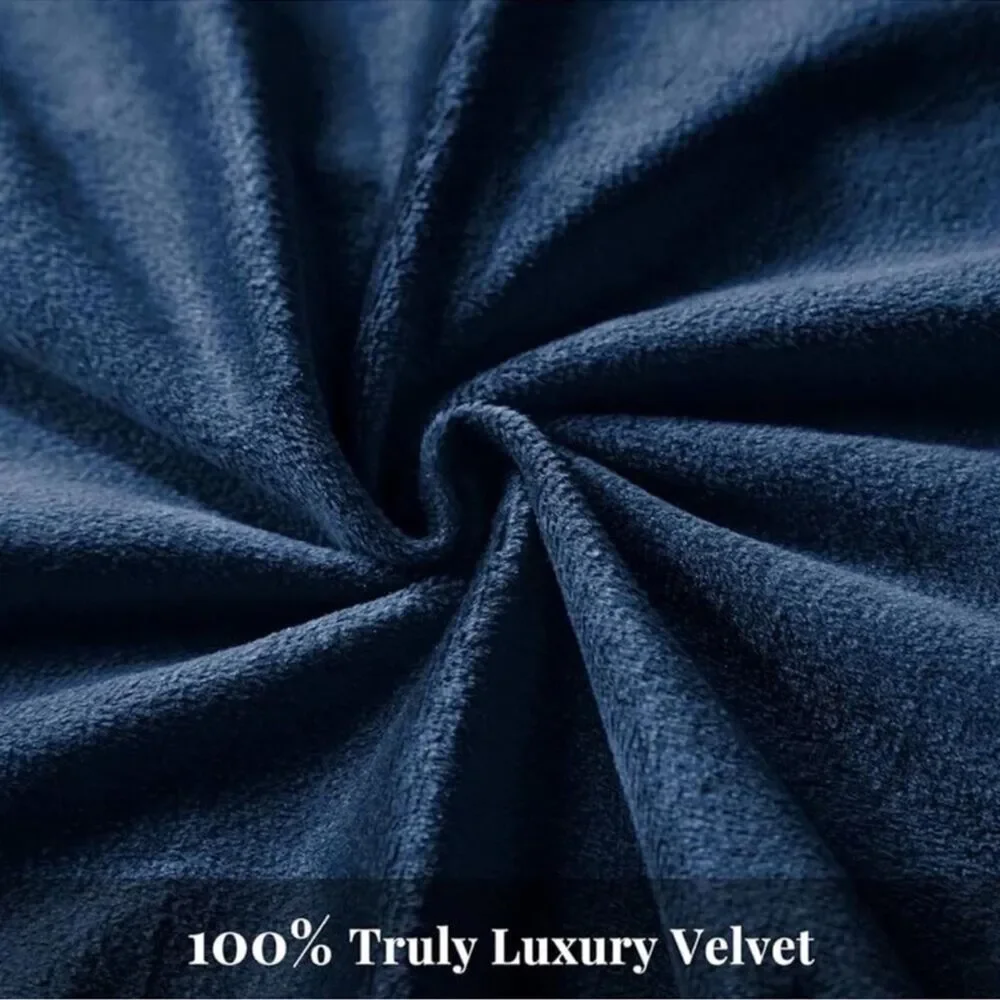 Blue Velvet Duvet Set Queen Luxury Hotel Vibes Cozy Bedding New With Tags